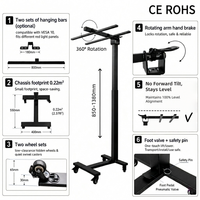 Soporte de Terapia de Luz Roja Neumático de Fácil Uso, Base Estable Antivuelco, 30 kg, Altura Ajustable, Montaje Sencillo