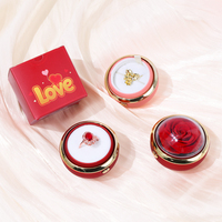 Boîte de présentation de bijoux de petite taille avec bouton cœur, boîte à roses rotative à 360°, étui cadeau rond avec sac
