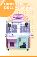 Machine de jeu d'arcade Crane Machine en métal et plastique, 4 joueurs, blanche, pour enfants, avec mini-jouets en peluche de 10 cm, cadeau, paiement mobile par code QR, version anglaise