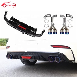 Car Rear <strong>Spoilers</strong> Diffuser Lip With Exhaust Pipes for MG 6 <strong>MG6</strong> 2020 2021 2022 Gloss Black Carbon Fiber Color - Product Image 1