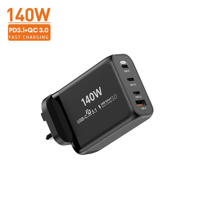 Unfold Ultrafast Charging with 140W GaN Adapter, Features 3 USB-C & 1 USB-A Port, Foldable US Socket Charger