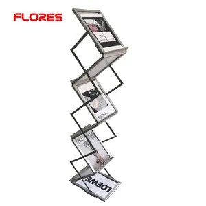 portable Z-Type floor modern acrylic brochure holder stands a4 with aluminum case