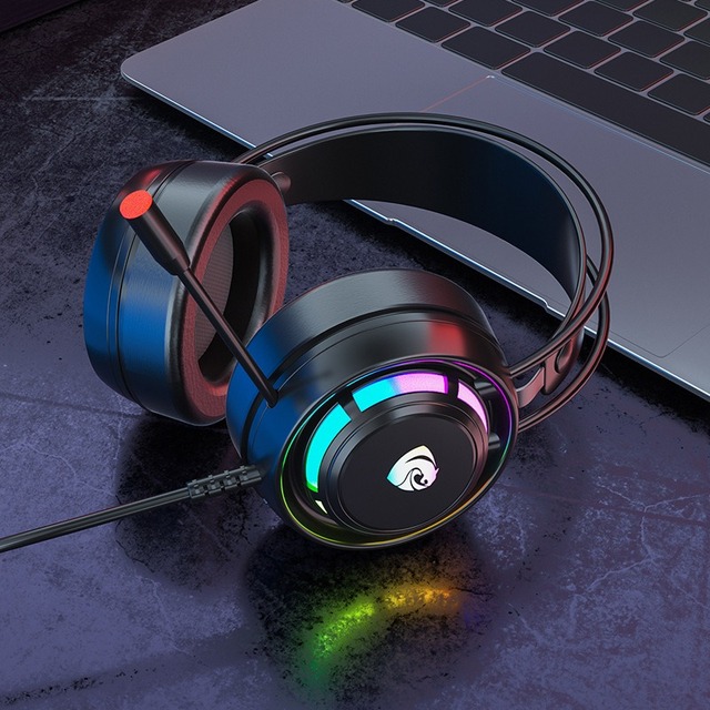 RGB Over-Ear Gaming Headset with Active Noise-Cancelling Microphone Metal & Leather Wired SmartLink IP65 Waterproof PSH-300