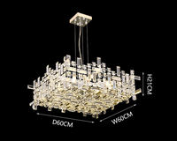 Lustre suspendu LED en cristal K9 linéaire de luxe léger contemporain américain en gros OEM/ODM pour villa, hôtel, hall