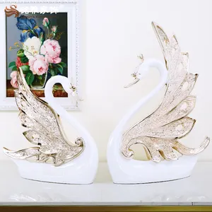 Festa festa decorazione per la casa artigianato ornamento in resina dolce coppia statua scultura del cigno