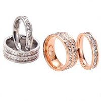 Bague en acier inoxydable avec zircon, double rangée, pavé d'étoiles, bijoux de mariage pour femmes et hommes