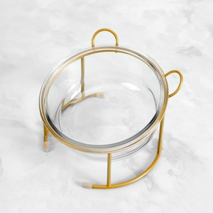 Cuenco para mascotas, cuenco de vidrio doble para perros y gatos con marco de hierro, soporte dorado, alimentador cuenco de agua elevado, suministros para mascotas, accesorios - Product Image 5