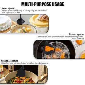 ชุดอุปกรณ์ครัวซิลิโคนสำหรับใช้ในบ้าน ช้อนตะหลิว ทัพพี ด้ามยาวกันลื่น ชุดเครื่องครัวสำหรับทำอาหาร - Product Image 5