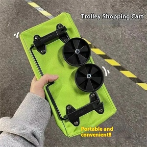 Portable Lightweight Wheeled Delivery <b>Trolley</b> <b>Foldable</b> Single-Tier Grocery Shopping Cart with Storage Bag Small Trailer - Product Image 3