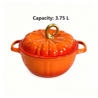 Marmite en fonte émaillée antiadhésive en forme de pot de citrouille, idéale pour la cuisson des ragoûts, des soupes et des viandes, compatible four et cocotte hollandaise