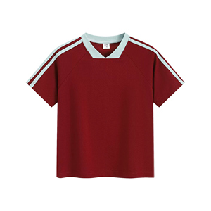 T-shirt rayé à col en V pour femmes 260gsm respirant Heavyweight Athletic Design - Product Image 1