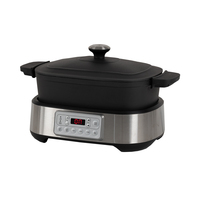 Mijoteuse électrique multifonction intelligente 5,5 L 1250 W, très vendue, avec pot en fonte et pot à ragoût en céramique pour usage domestique