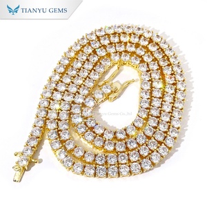 Collar de cadena Tianyu chapado en oro e incrustado con circonita cúbica grande, joyería moderna de estilo hip-hop - Product Image 1
