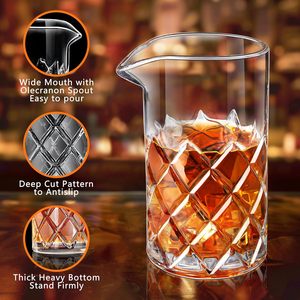 Vaso Mezclador de <span class=keywords><strong>Bar</strong></span> sin Costuras de 20oz, Vaso de Cristal para Cocteles con Fondo Pesado - Product Image 5