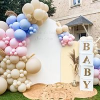 Tinkllicoy Housse de fond de scène en spandex extensible pour photographie, mariages, anniversaires, baby showers (Blanc+Beige 4-6FT) Chine