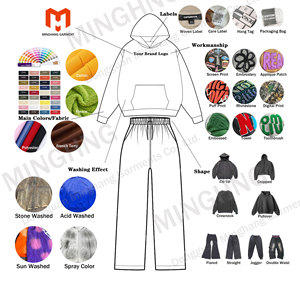 Blank Sweatsuits Custom Boxy Zip Up Hoodies And Sweat Pants Set Heavyweight 500 Gsm Oversized Men'S <strong>Tracksuit</strong> Set - Product Image 3