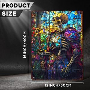 Tùy Chỉnh Kính Màu Skeleton Tin Dấu Hiệu Kim Loại Đầy Màu Sắc Tấm Cho Gothic Nhà Tường Và Thanh Trang Trí - Product Image 2