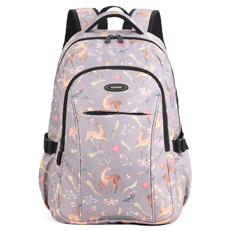 Fashion printing middle/high/college school student school bags outdoor leisure sports laptop backpack for women