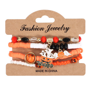 Halloween multicouche chauve-souris citrouille araignée Bracelet suspendu cristal artificiel <span class=keywords><strong>perle</strong></span> en céramique douce pour la vente en gros N240961 - Product Image 5