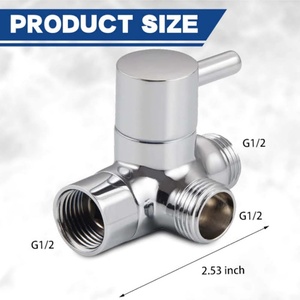 Válvula Divisora de Ducha de 2 Vías G1/2 de Latón Sólido para Ducha de Mano y Cabezal Fijo, Desviador Universal para Baño - Product Image 2