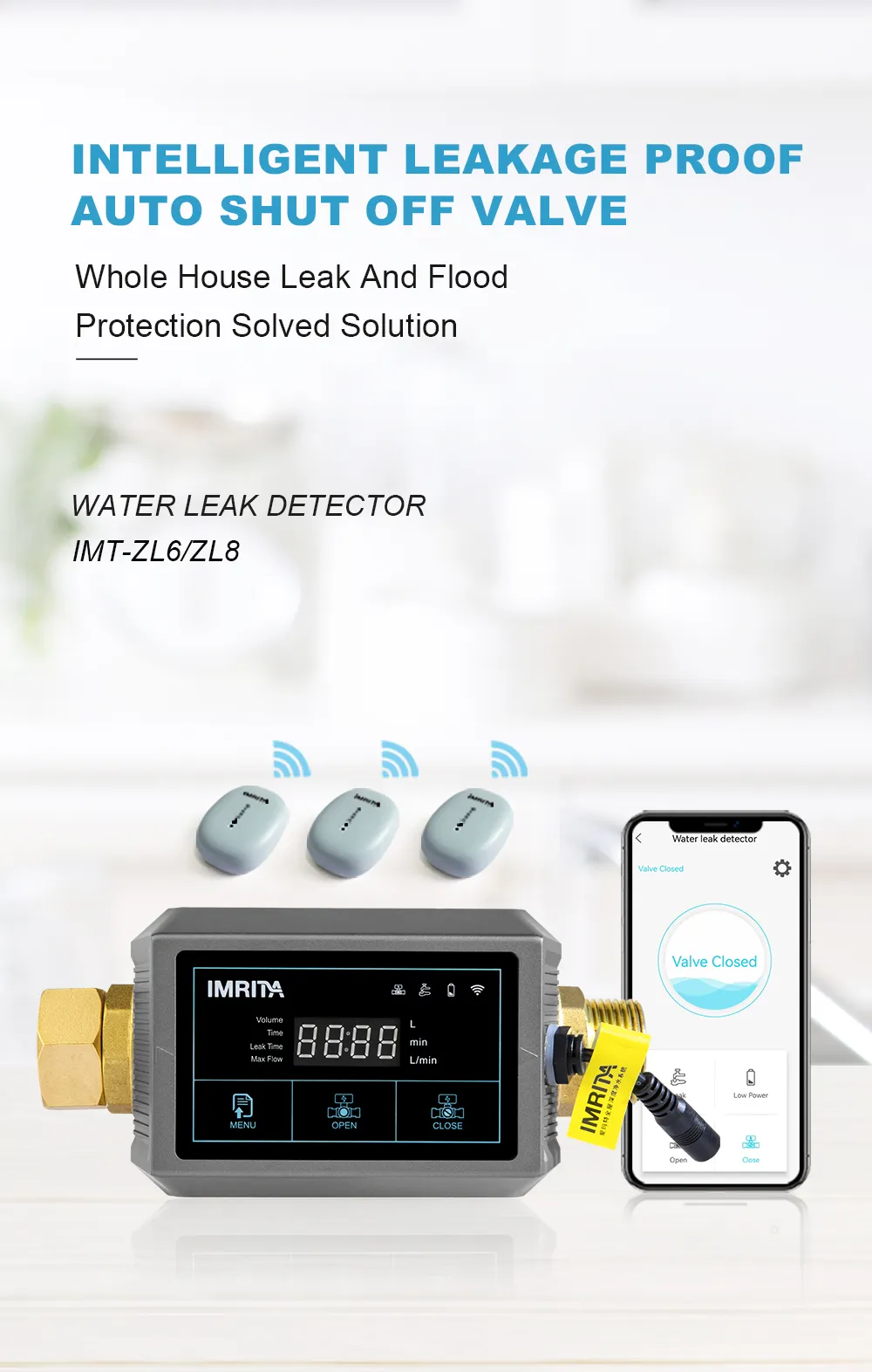 Rilevatore di perdite d'acqua IMRITA Smart APP control Home Flood Protection Pipe Leak Detect rilevatore di perdite d'acqua