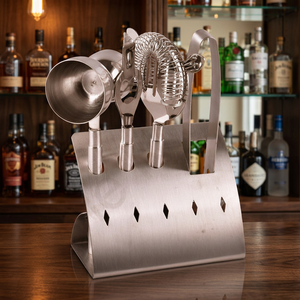 Ensemble d'outils de bar en acier inoxydable couleur argent Kit de barman comprenant une pince à glace, etc. Ensemble d'outils de barre 5 pièces - Product Image 3