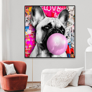 Décor à la maison mignon animal de compagnie bouledogue français soufflant des bulles affiches Graffiti Pop Art toile peinture drôle mur Art photos - Product Image 3