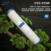 Cartouche de charbon actif fonctionnel en coque de noix de coco certifiée NSF 20*4,5 pouces Jumbo CYC-CTOP pour la réduction des COV dans l'eau potable