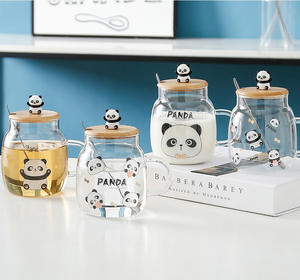 Nueva Taza <span class=keywords><strong>de</strong></span> Vidrio con Diseño <span class=keywords><strong>de</strong></span> Panda <span class=keywords><strong>2022</strong></span>, con Tapa y Pajitas, para Jugo o Café - Product Image 6