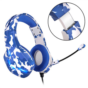 <span class=keywords><strong>Casque</strong></span> bleu Camouflage pour jeux, écouteurs, lumières, téléphones portables, ordinateurs, oreillettes de jeu - Product Image 4