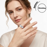 Bagues tournantes élégantes anti-ternissement personnalisables avec motifs animaux, fleurs, lune, étoiles – Ensemble de bagues anti-stress minimalistes en acier inoxydable en gros