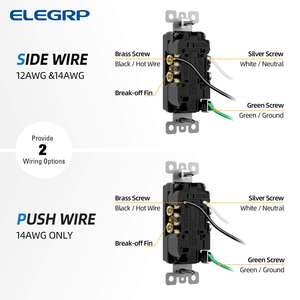 ELEGRP 매트 화이트 15A 125V 듀플렉스 콘센트, 주거용 학년 데코레이터 전기 벽면 콘센트 - Product Image 5