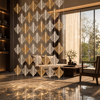 Paravent modulaire en verre en forme d'éventail de luxe, panneaux de verre connectés pour la décoration artistique des halls d'hôtels et des restaurants