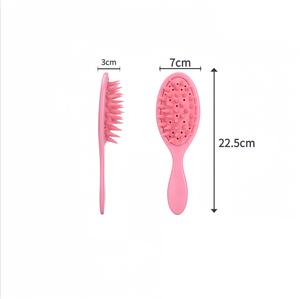 Özel Logo paketi silikon şampuan tarak uzun saplı saç derisi masaj saç yumuşatma temizleme fırçası ıslak kuru saç - Product Image 4