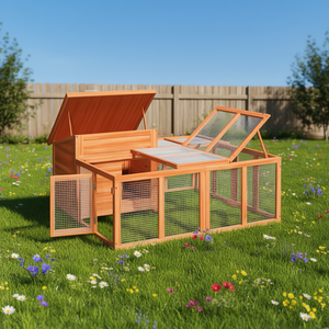 Jaula para conejos de madera de pino maciza, 57.1 x 48.4 x 26.6 pulgadas, duradera para exteriores, estilo rectangular simple. - Product Image 2