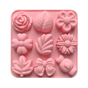 9 diferentes moldes de silicona en forma de flor de grado alimenticio para DIY jabón hecho a mano Chocolate Candy Jelly Crafting Crafts Product - Product Image 1