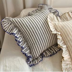 1CM di tessuto a strisce di lino di lino di natura <span class=keywords><strong>federa</strong></span> <span class=keywords><strong>con</strong></span> cuciture di tubazioni/ - Product Image 2