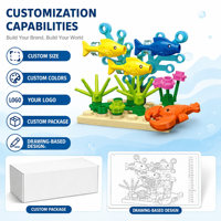 Ensemble de blocs de construction personnalisés sur le thème des récifs coralliens, jouets interactifs pour enfants pour l'éducation à la vie marine et les activités de jeu en groupe
