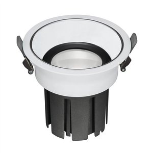 ไฟดาวน์ไลท์ LED แบบฝัง ขนาดเส้นผ่านศูนย์กลาง 14.3 ซม. ขอบสีขาว ตัวเรือนสีดำ สำหรับติดตั้งบนเพดาน - Product Image 1