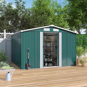 Cabane <span class=keywords><strong>de</strong></span> <span class=keywords><strong>jardin</strong></span> en métal avec toit en pente, abri <span class=keywords><strong>de</strong></span> rangement pour meubles <span class=keywords><strong>de</strong></span> <span class=keywords><strong>jardin</strong></span> en métal d'extérieur - Product Image 1