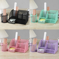 Organisateur de bureau en métal violet à 7 compartiments personnalisable, porte-stylos, support de téléphone, ensemble de fournitures de bureau pour la maison, le bureau et l'école