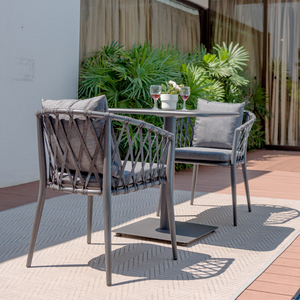 Juegos de muebles de comedor exterior para jardín, juego de mesas de Patio, juego de jardín para restaurante, mesa y silla tejidas con cuerda - Product Image 3