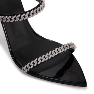 2025 di lusso alla moda Open Toe <span class=keywords><strong>donna</strong></span> tacco a matita muli grandi dimensioni pantofole <span class=keywords><strong>con</strong></span> catena in metallo diamante abbellimento per l'estate - Product Image 4