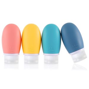 Bouteilles de voyage en silicone anti-fuite, conteneurs approuvés. Flacons de voyage haut de gamme pour shampoing avec ventouses - Product Image 1