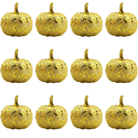 Mini citrouilles artificielles réalistes en mousse pailletée argentée et dorée pour la décoration de table, d'armoire, de la maison, pour l'automne, Pâques et les fêtes