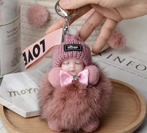 Porte-clés en peluche doux et moelleux avec boule de fourrure pour bébé, breloque de sac, cadeau idéal pour filles - Grande Vente - Product Image 1
