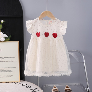 ชุดเดรสผ้าทูลลายดอกไม้<span class=keywords><strong>หวาน</strong></span>ๆ สำหรับเด็กผู้หญิง แขนระบาย ผ้าผสมคอตตอน-โพลีเอสเตอร์ เหมาะสำหรับใส่ในชีวิตประจำวัน งานปาร์ตี้ฤดูร้อน และโอกาสสบายๆ - Product Image 3