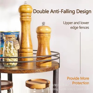 Wooden rotating kitchen spice rack, double-layer oil, salt, soy <b>sauce</b>, vinegar storage rack, coffee and milk tea jar storage - Product Image 4