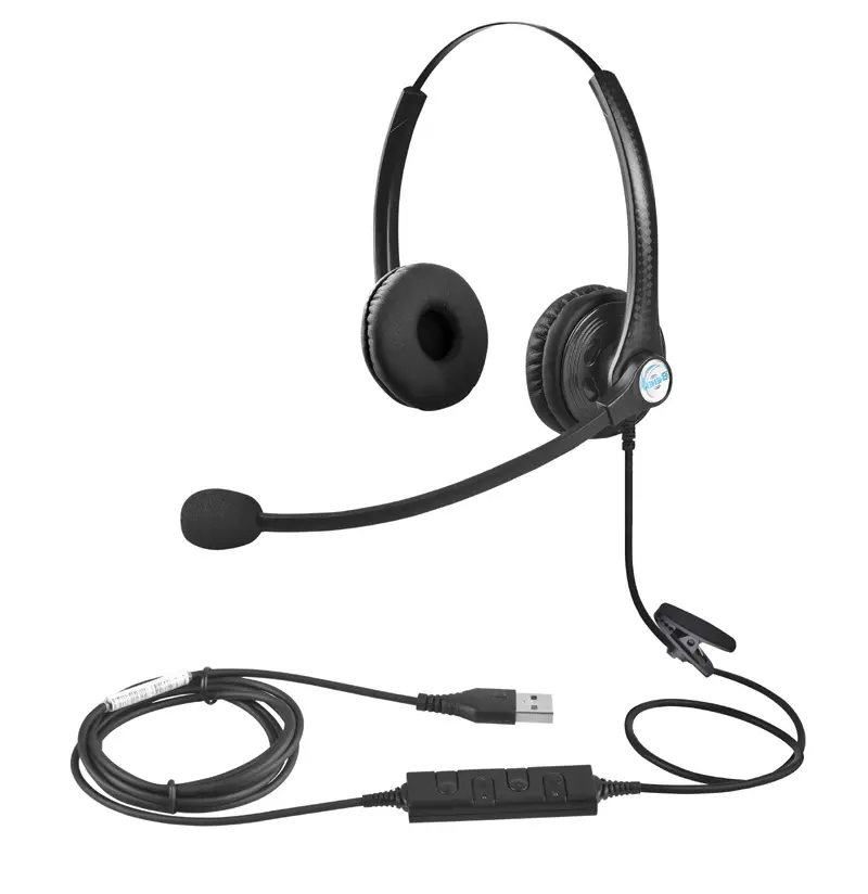 Best Seller Binaural Call Center USB Office Headset Noise Cancelling Computer Headphone With Mic For Business Communication