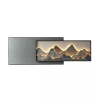 Peinture décorative circulaire pour le salon éclairage paysage œuvres 3D décor de matériaux mixtes avec lumière LED Art mural